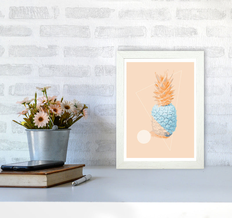 Blue And Pink Pineapple Modern Print, Framed Kitchen Wall Art A4 Oak Frame