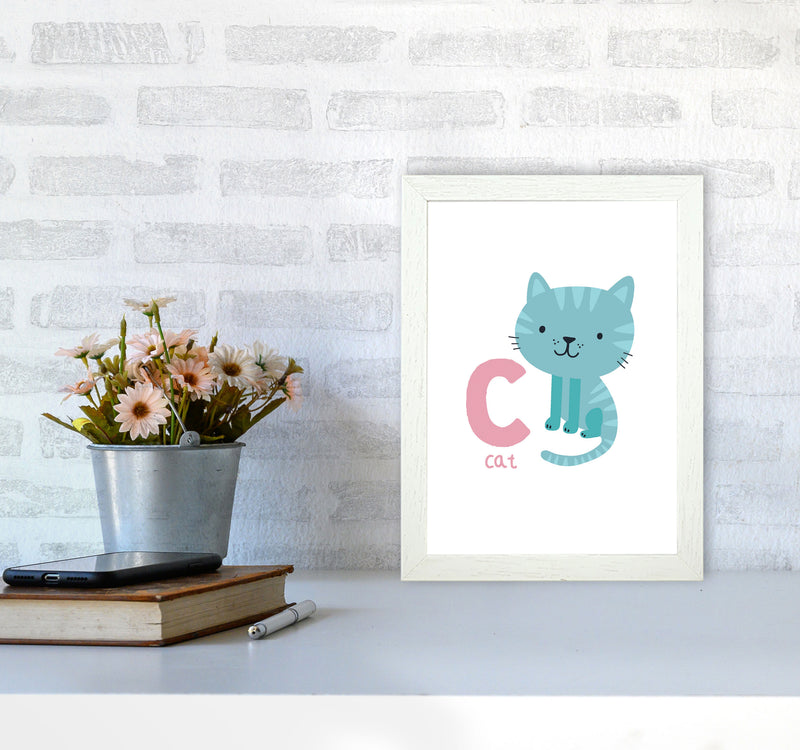 Alphabet Animals, C Is For Cat Framed Nursey Wall Art Print A4 Oak Frame