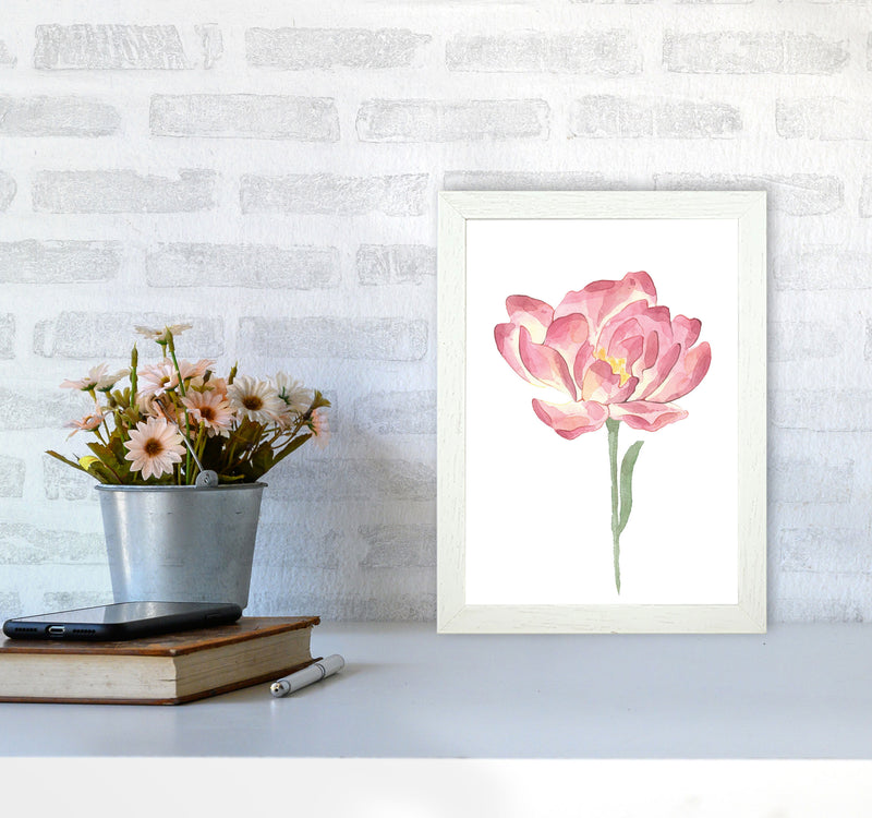 Pink Watercolour Flower Modern Print A4 Oak Frame