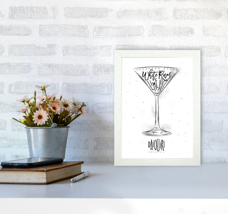 Daiquiri Cocktail Modern Print, Framed Kitchen Wall Art A4 Oak Frame