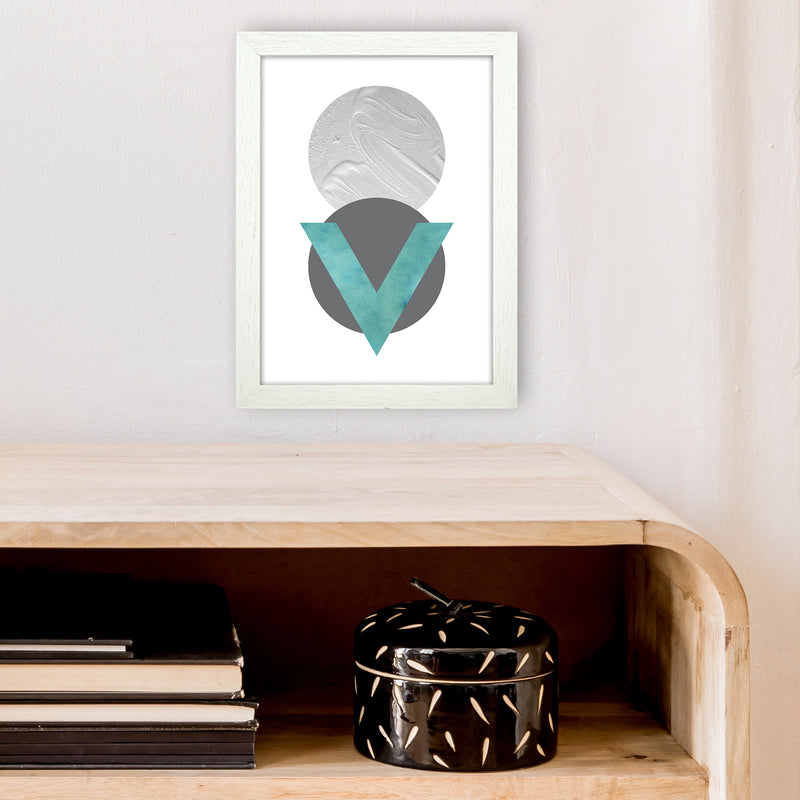 Marble Teal And Silver 1 Art Print by Pixy Paper A4 Oak Frame