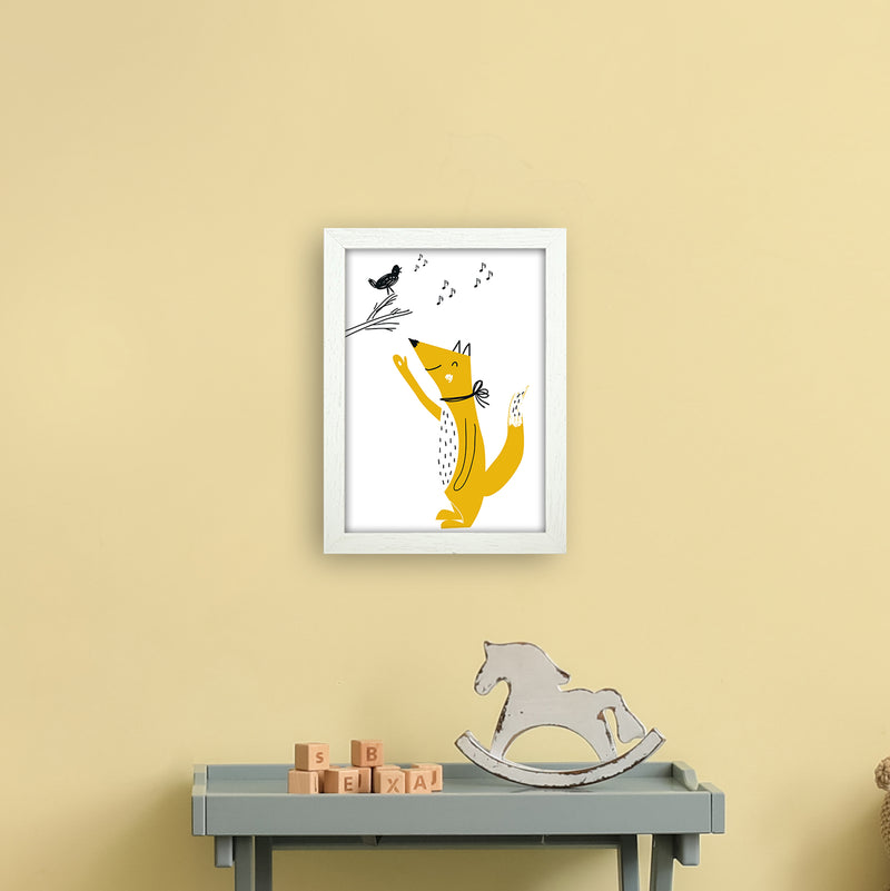 Fox And Birds Animal Pop  Art Print by Pixy Paper A4 Oak Frame