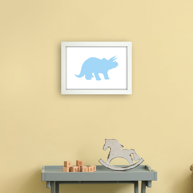 Triceratops Light Blue  Art Print by Pixy Paper A4 Oak Frame