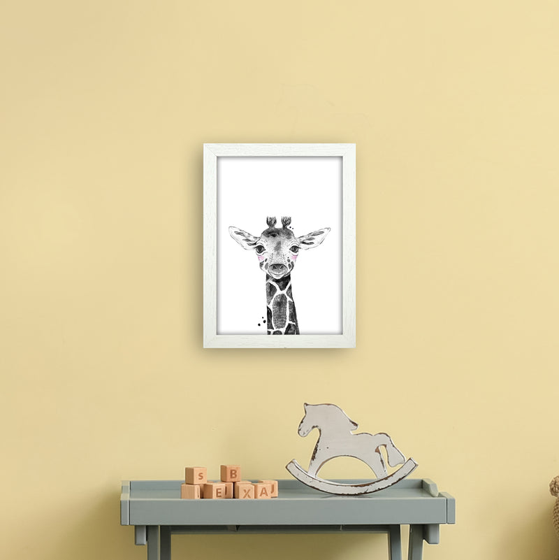 Safari Babies Giraffe  Art Print by Pixy Paper A4 Oak Frame