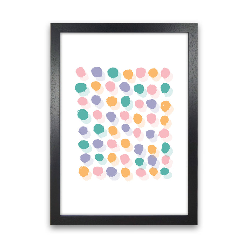 Pink Polka Dots Abstract Modern Print Black Grain