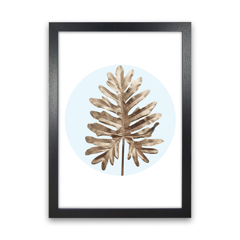 Abstract Blue Leaf Modern Print, Framed Botanical & Nature Art Print Black Grain