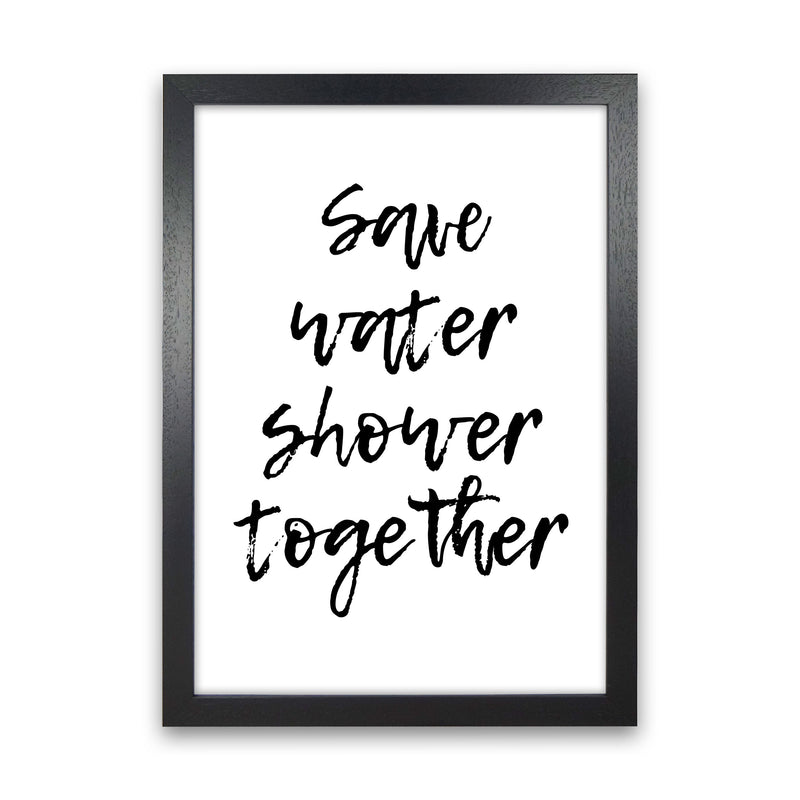 Shower Together, Bathroom Modern Print, Framed Bathroom Wall Art Black Grain