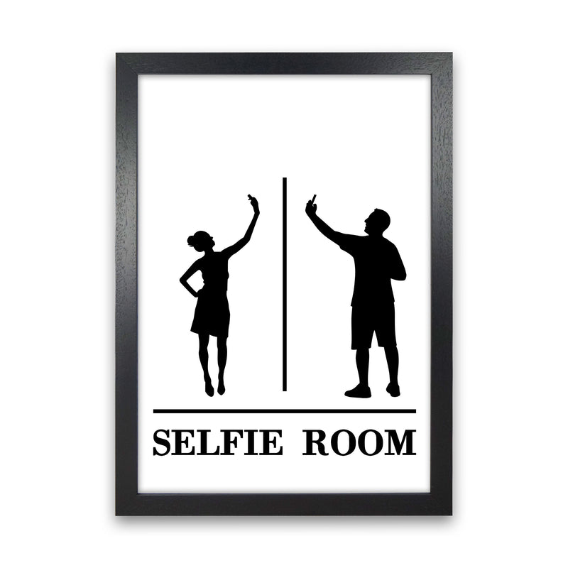 Selfie Room, Bathroom Modern Print, Framed Bathroom Wall Art Black Grain