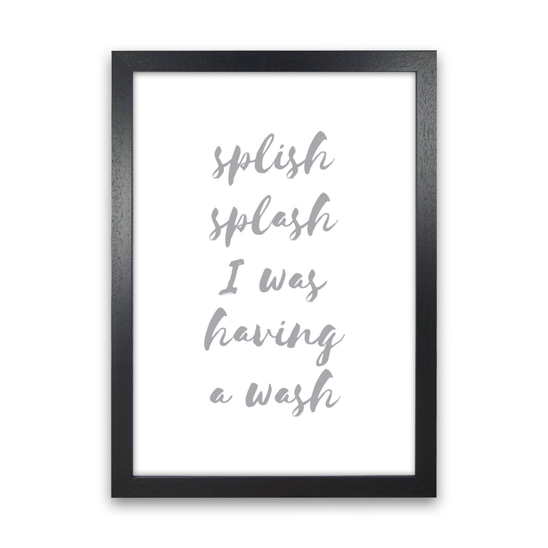 Splish Splash Grey, Bathroom Modern Print, Framed Bathroom Wall Art Black Grain