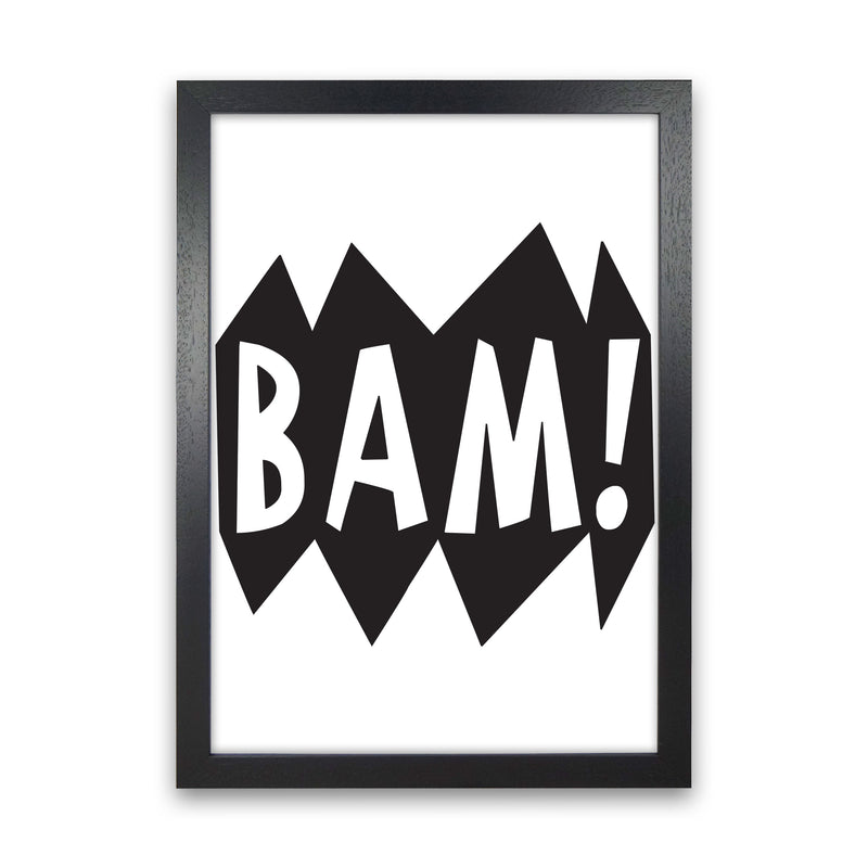 BAM! Black Framed Nursey Wall Art Print Black Grain