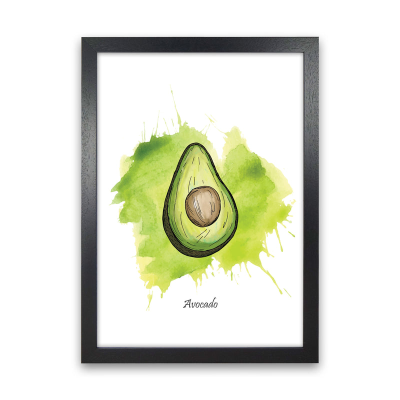 Avocado Modern Print, Framed Kitchen Wall Art Black Grain