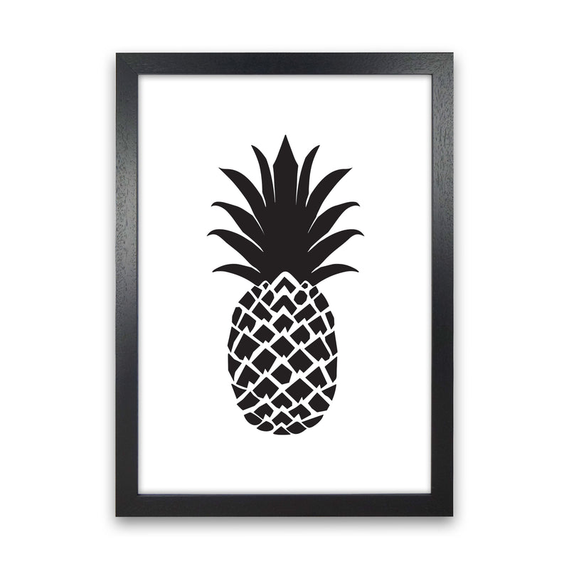 Black Pineapple 2 Modern Print, Framed Kitchen Wall Art Black Grain