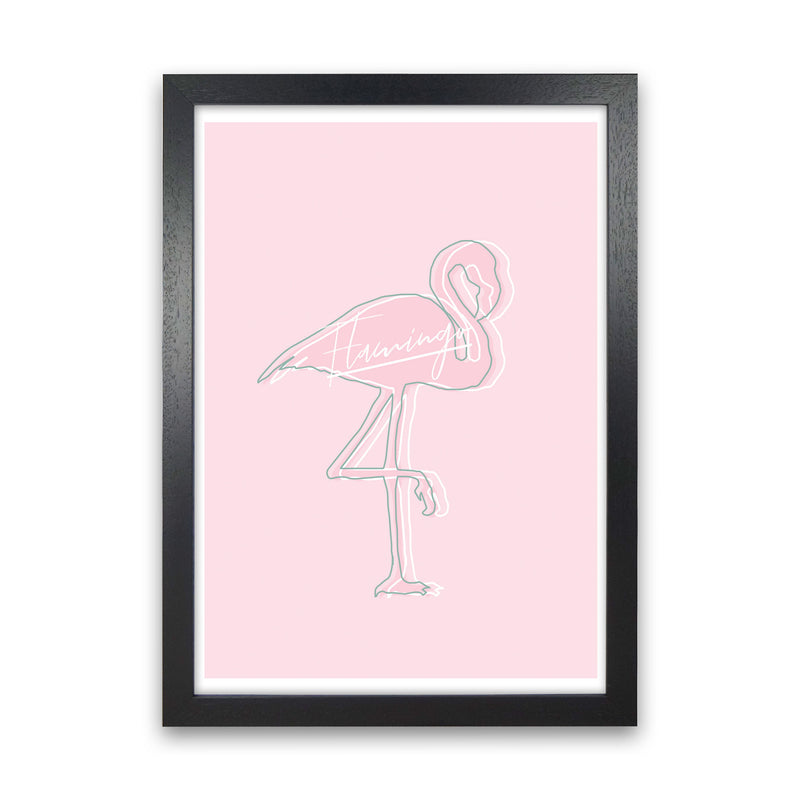 Pink Flamingo Modern Print Animal Art Print Black Grain