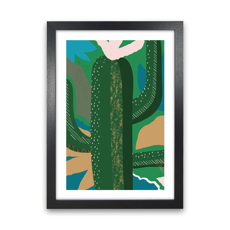 Cactus Jungle Abstract  Art Print by Pixy Paper Black Grain