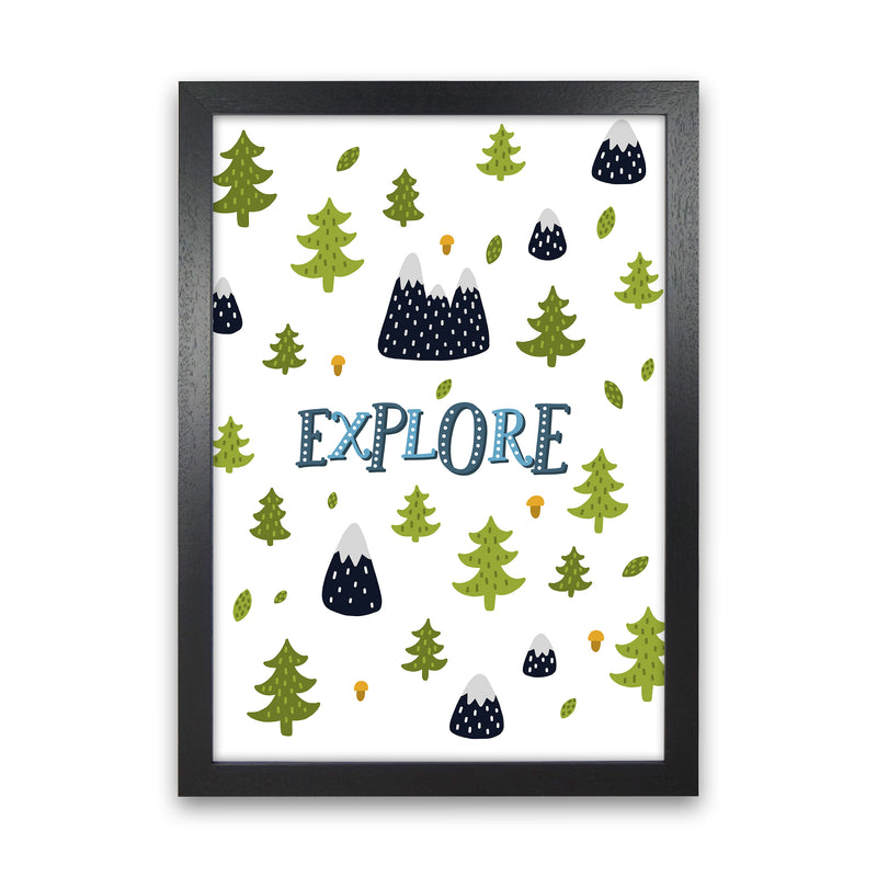 Little Explorer Trees Blue  Art Print by Pixy Paper Black Grain