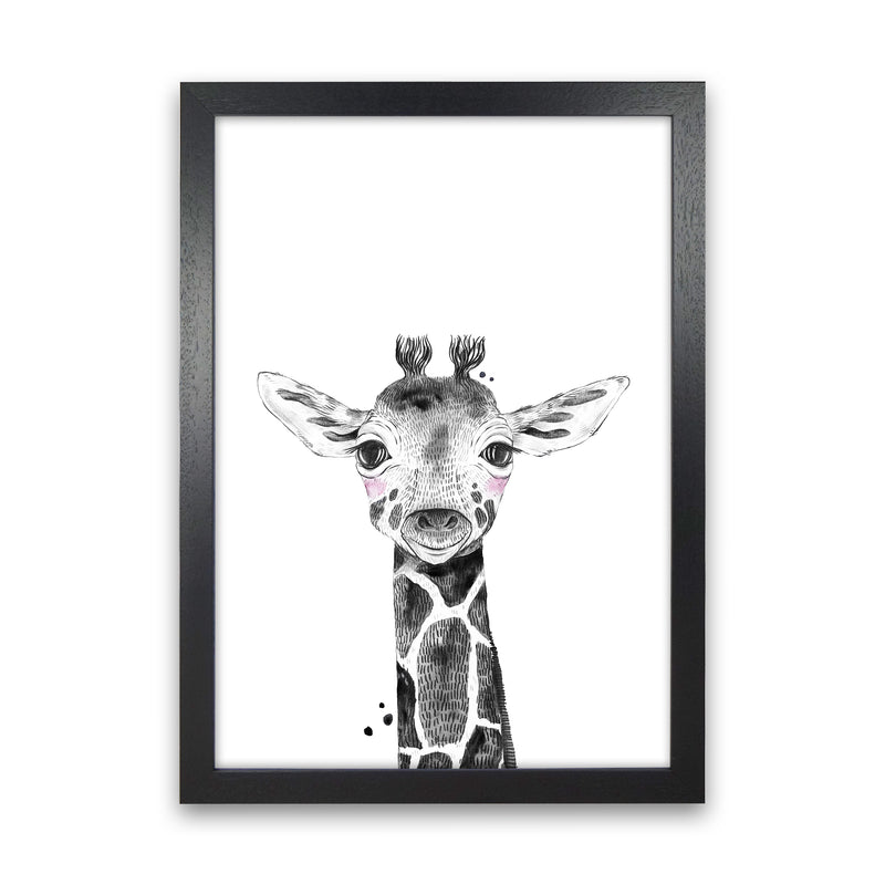 Safari Babies Giraffe  Art Print by Pixy Paper Black Grain