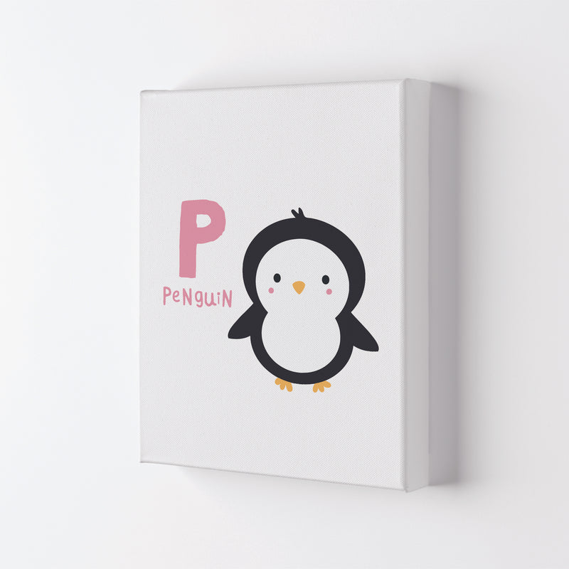 Alphabet Animals, P Is For Penguin Framed Nursey Wall Art Print Canvas