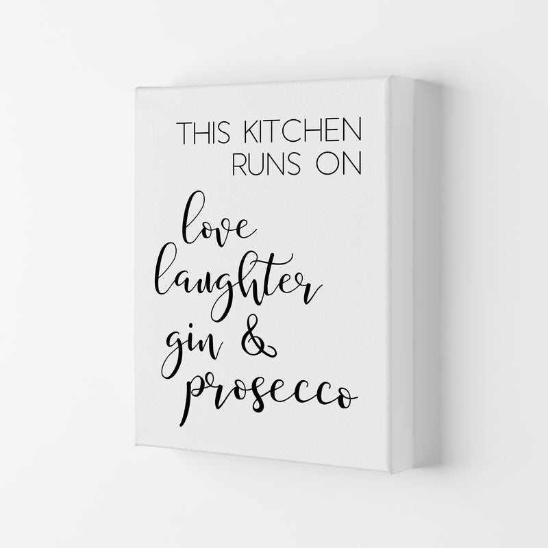 This Kitchen Runs On Love Laughter Gin & Prosecco Print, Framed Kitchen Wall Art Canvas
