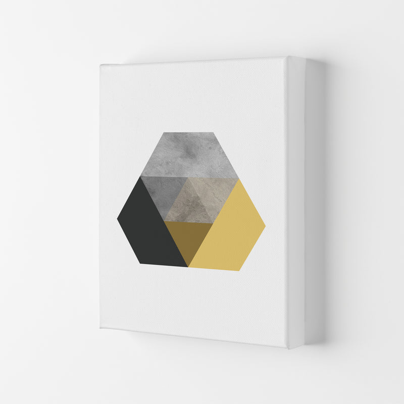 Geometric Mustard And Black Hexagon  Art Print by Pixy Paper Canvas
