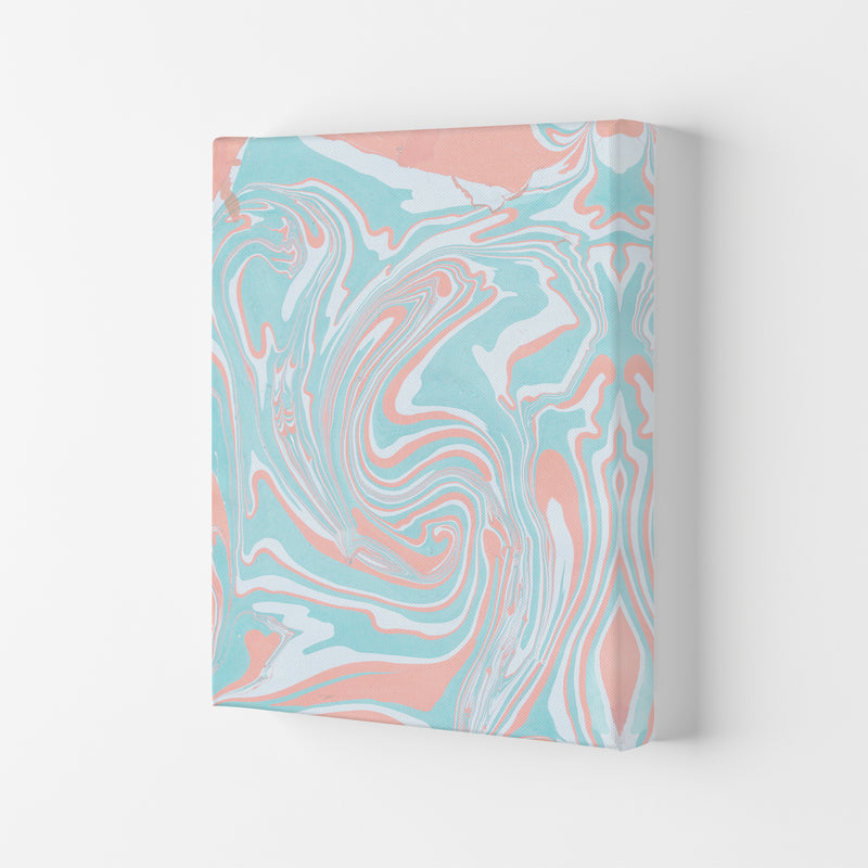Liquid Mix Turquoise And Salmon  Art Print by Pixy Paper Canvas