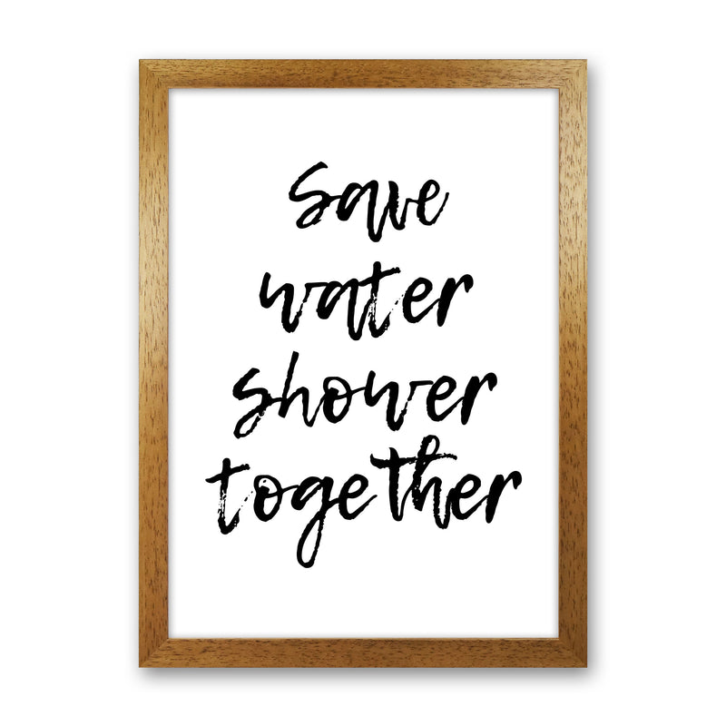 Shower Together, Bathroom Modern Print, Framed Bathroom Wall Art Oak Grain