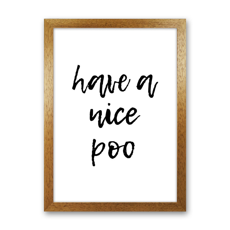 Have A Nice Poo, Bathroom Modern Print, Framed Bathroom Wall Art Oak Grain