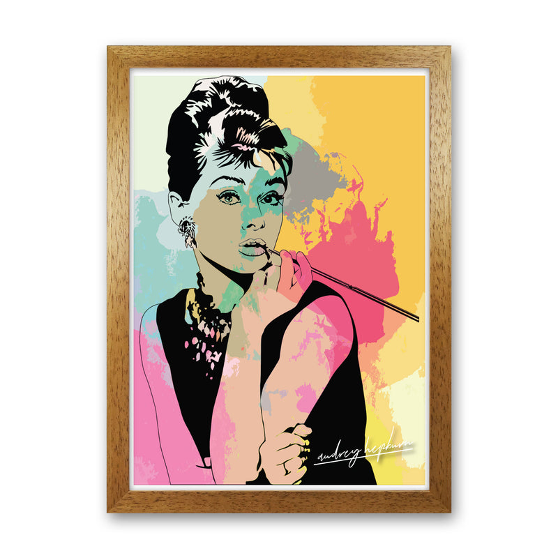 Audrey Hepburn In Colour Modern Print Oak Grain