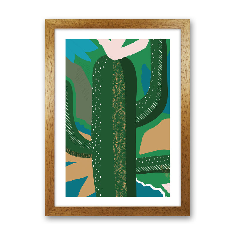 Cactus Jungle Abstract  Art Print by Pixy Paper Oak Grain