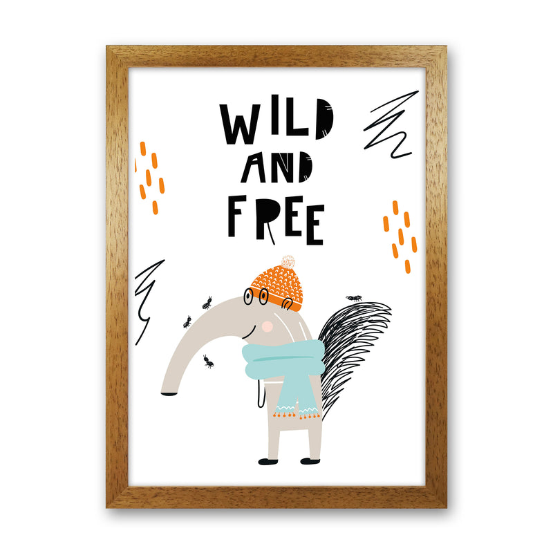 Wild And Free Animal Pop  Art Print by Pixy Paper Oak Grain