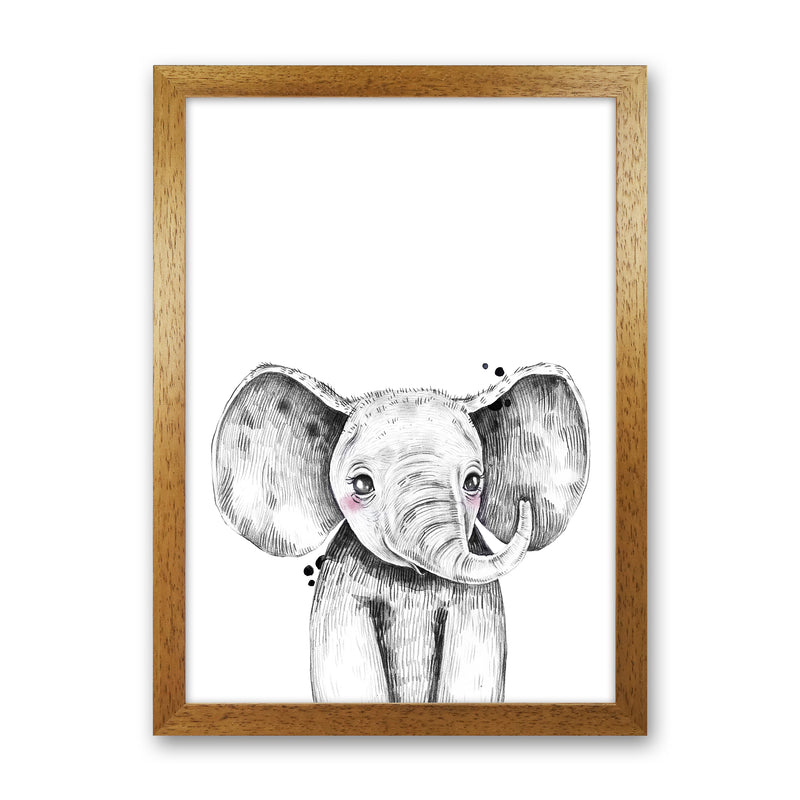 Safari Babies Elephant  Art Print by Pixy Paper Oak Grain