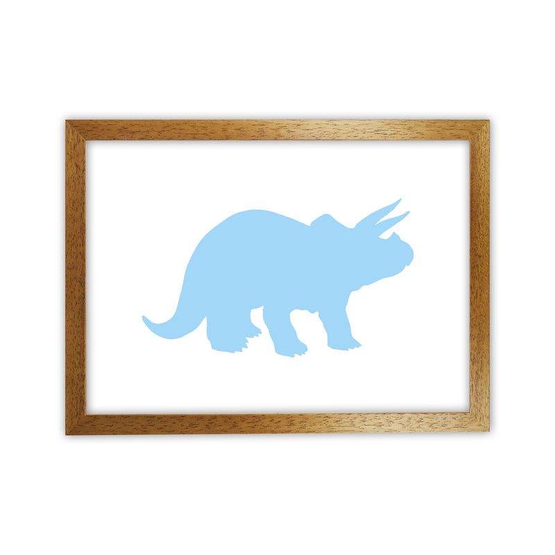 Triceratops Light Blue  Art Print by Pixy Paper Oak Grain