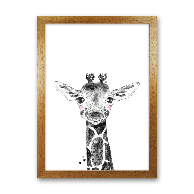 Safari Babies Giraffe  Art Print by Pixy Paper Oak Grain