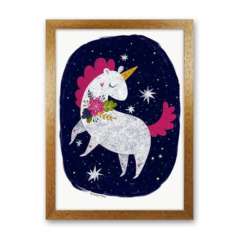 Magical Night Unicorn  Art Print by Pixy Paper Oak Grain