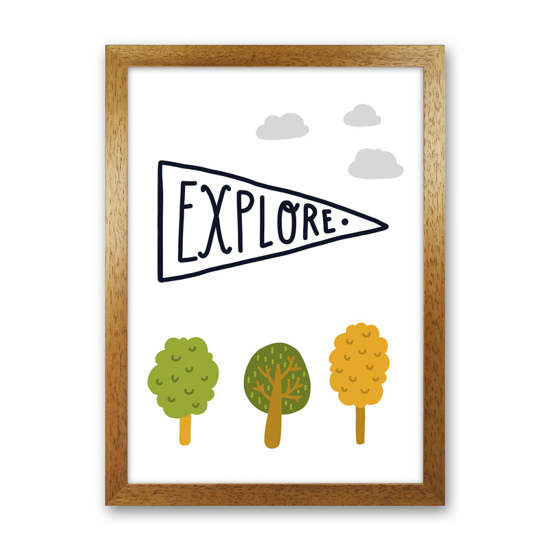 Little Explorer Sign  Art Print by Pixy Paper Oak Grain