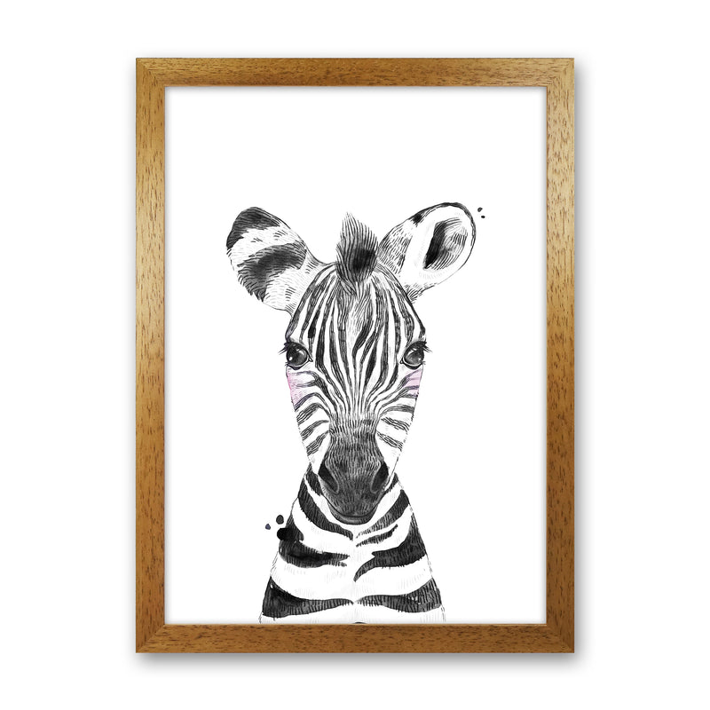 Safari Babies Zebra  Art Print by Pixy Paper Oak Grain