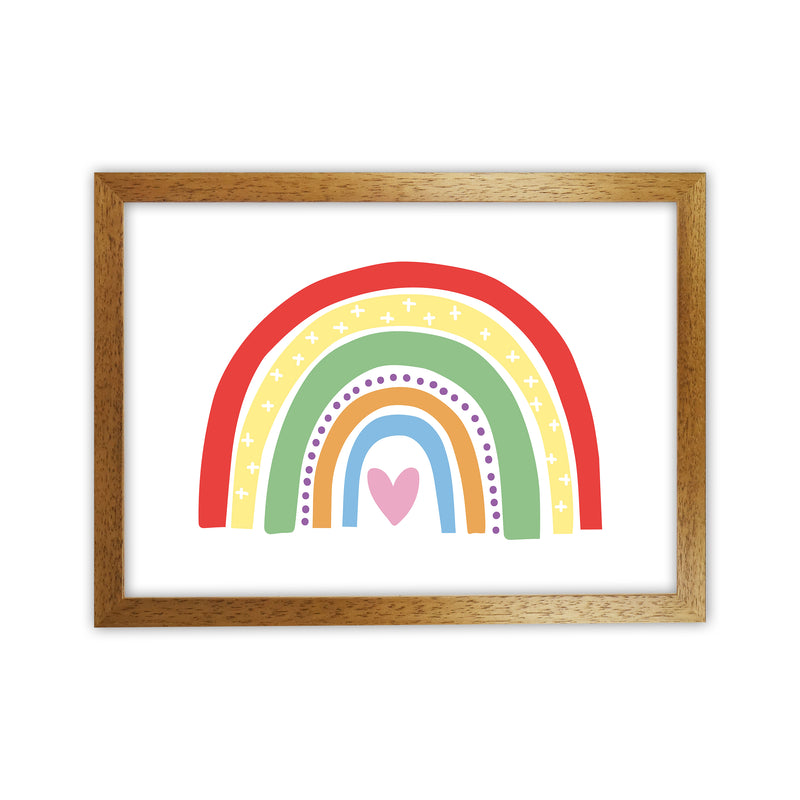 Rainbow With Heart  Art Print by Pixy Paper Oak Grain