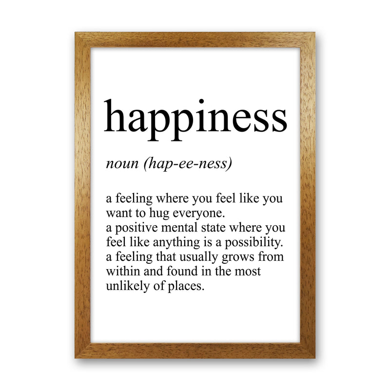 Happiness Definition Art Print by Pixy Paper Oak Grain