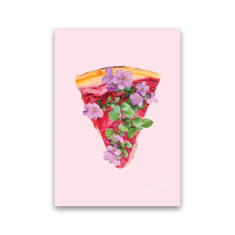 Pink Cherry Pie Floral Food Print, Framed Kitchen Wall Art Print Only
