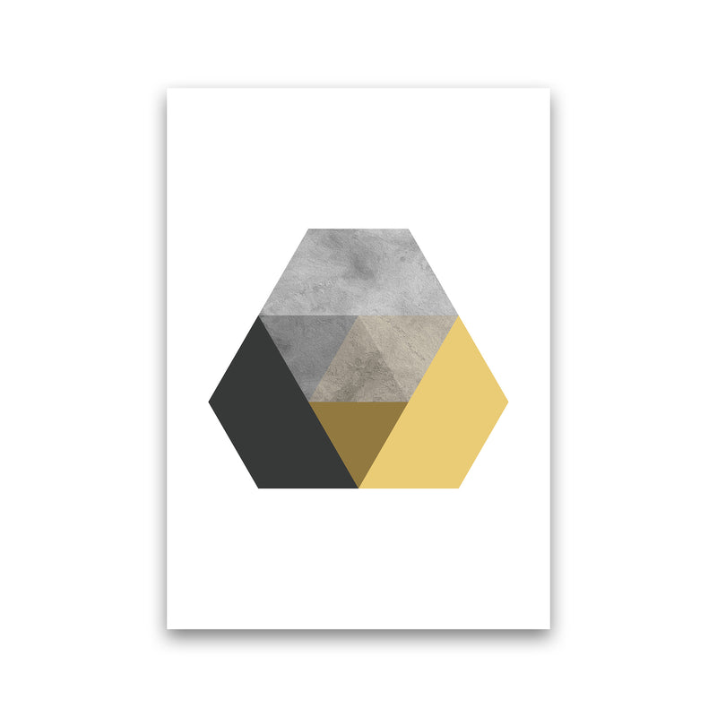 Geometric Mustard And Black Hexagon  Art Print by Pixy Paper Print Only
