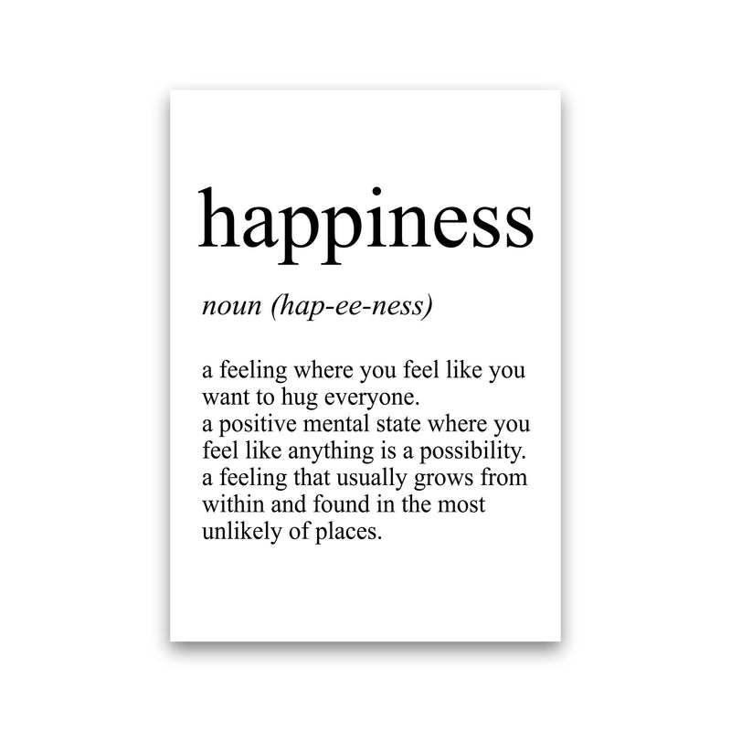 Happiness Definition Art Print by Pixy Paper Print Only