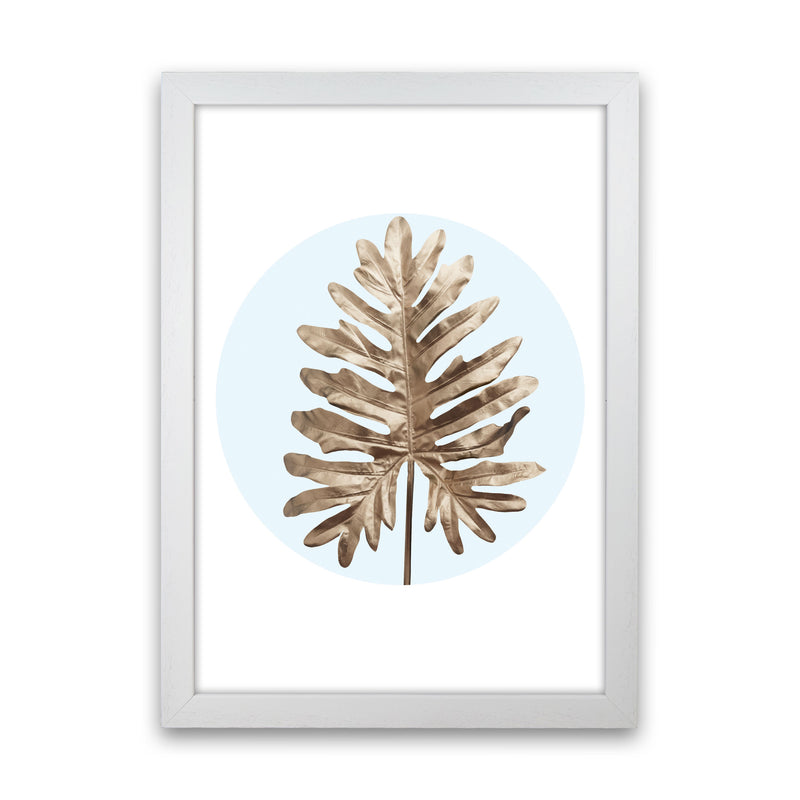 Abstract Blue Leaf Modern Print, Framed Botanical & Nature Art Print White Grain