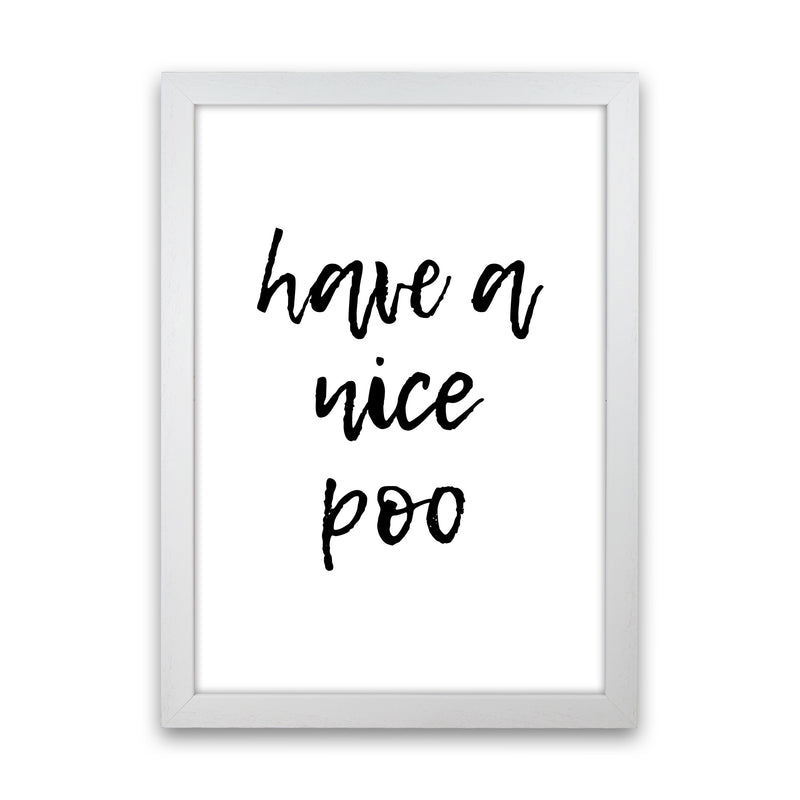 Have A Nice Poo, Bathroom Modern Print, Framed Bathroom Wall Art White Grain
