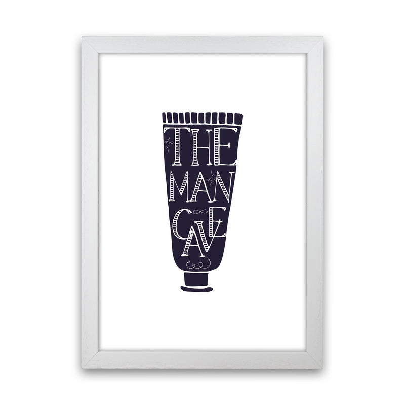 The Man Cave 1 Modern Print, Framed Bathroom Wall Art White Grain