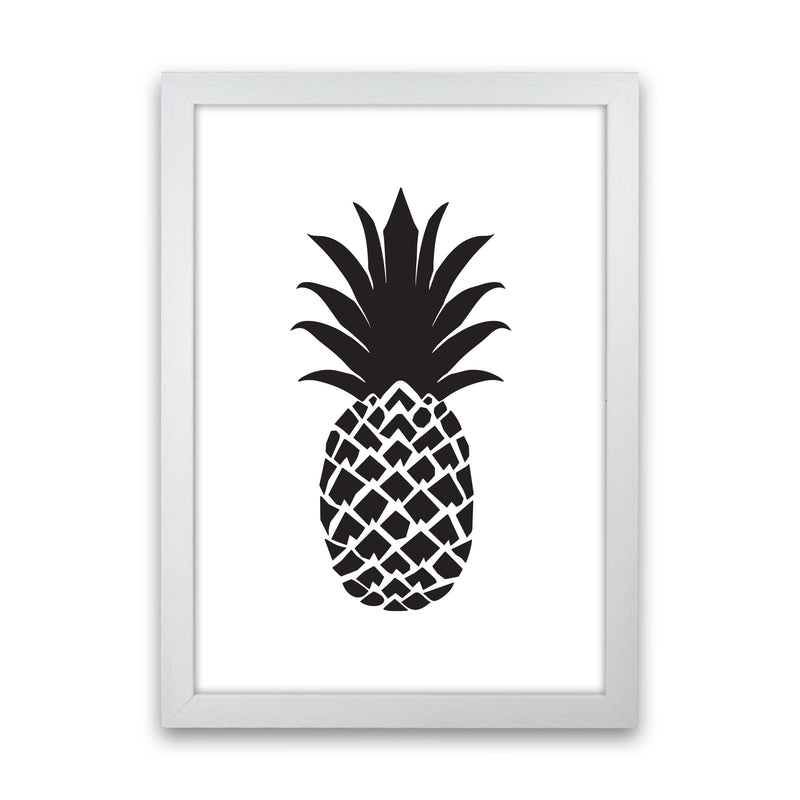 Black Pineapple 2 Modern Print, Framed Kitchen Wall Art White Grain