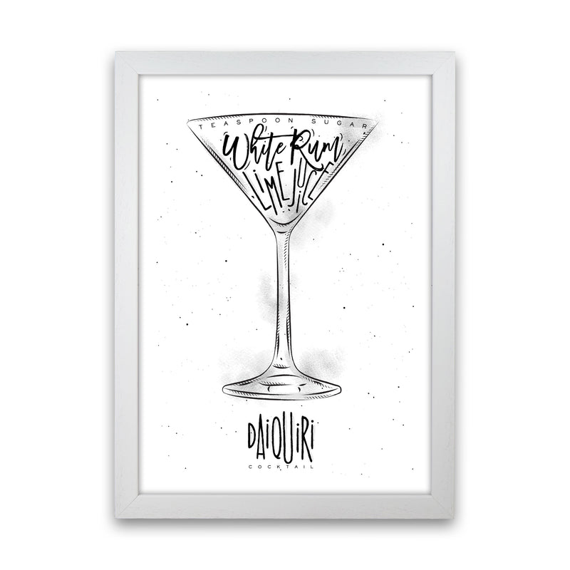 Daiquiri Cocktail Modern Print, Framed Kitchen Wall Art White Grain