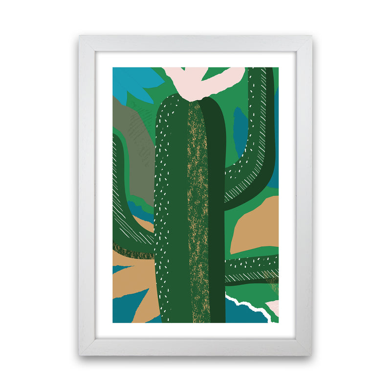 Cactus Jungle Abstract  Art Print by Pixy Paper White Grain