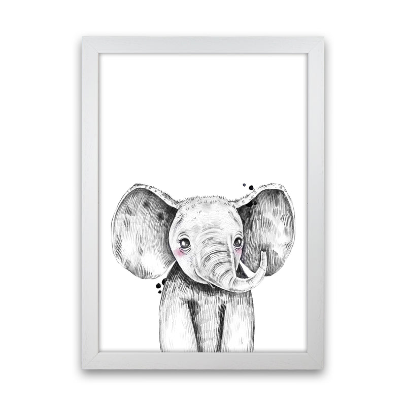 Safari Babies Elephant  Art Print by Pixy Paper White Grain