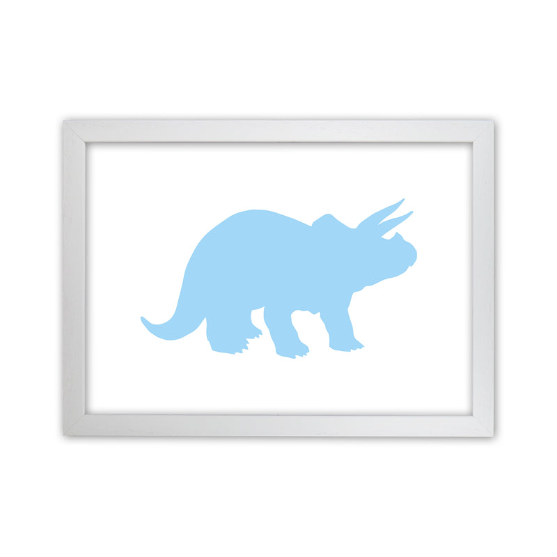Triceratops Light Blue  Art Print by Pixy Paper White Grain