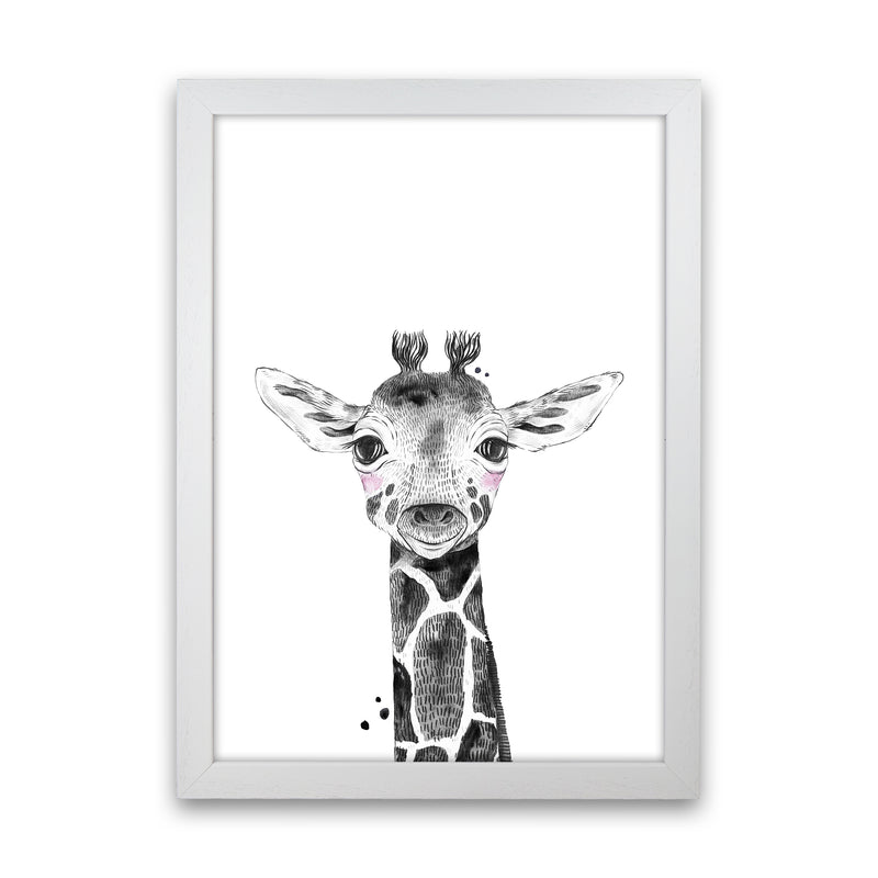 Safari Babies Giraffe  Art Print by Pixy Paper White Grain