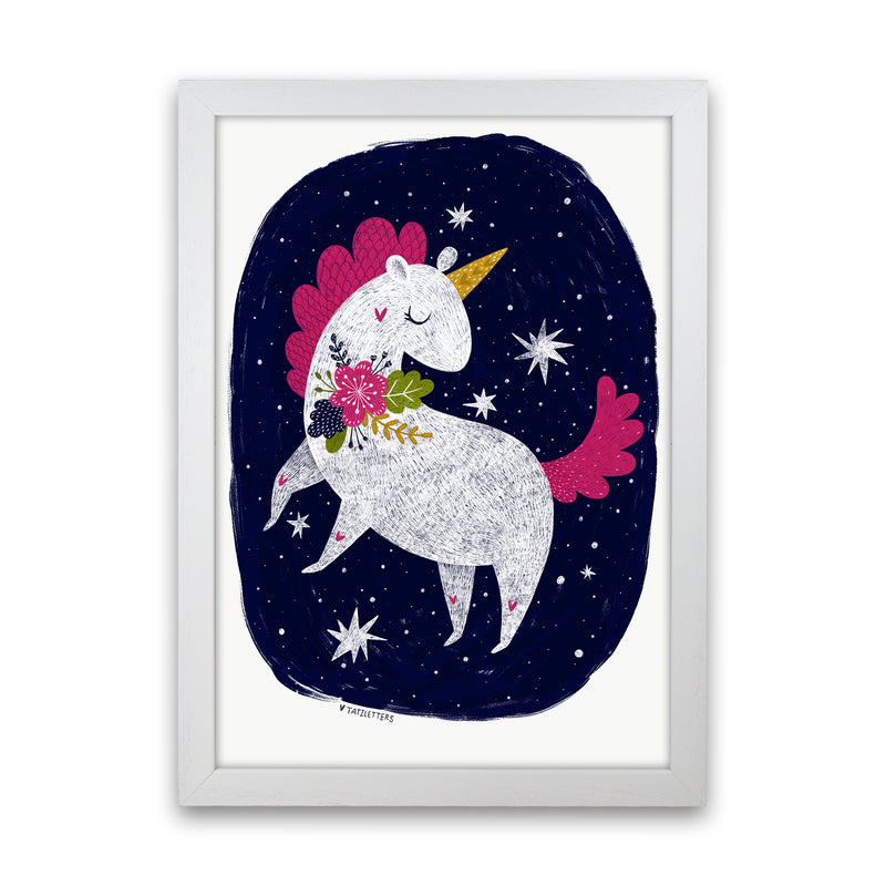 Magical Night Unicorn  Art Print by Pixy Paper White Grain